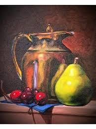 Carafe and Grapes Still Life Painting