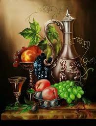 Carafe and Grapes Still Life Painting