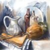 Bouquet in Crystal Vase Still Life Painting