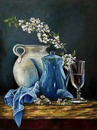 Bouquet in Crystal Vase Still Life Painting