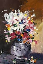 Cracked Pot with Blooms Still Life Painting