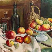Candlelight and Grapes Still Life Painting