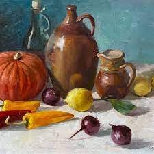Citrus and Herb Bouquet Still Life Painting