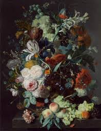 Bottle of Red Wine with Grapes Still Life Painting